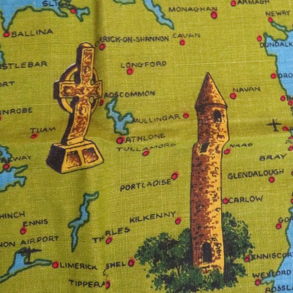 IRELAND Scenic TEATOWEL Vintage 100% Linen 28" x 19" (K170) - Picture 6 of 7
